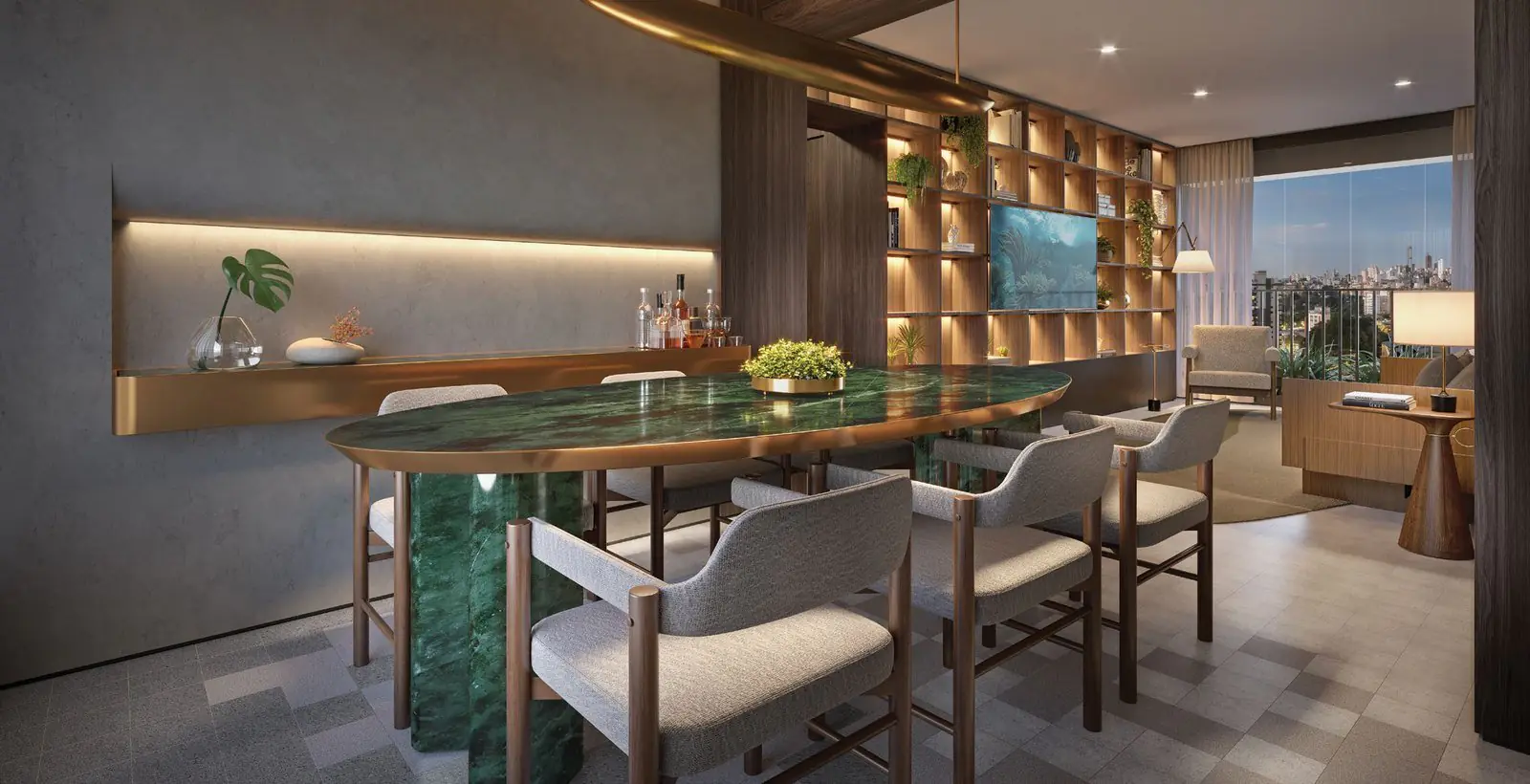 Sala de jantar · 89 m² do 177 Jerônimo, no Itaim Bibi (perspectiva ilustrada)